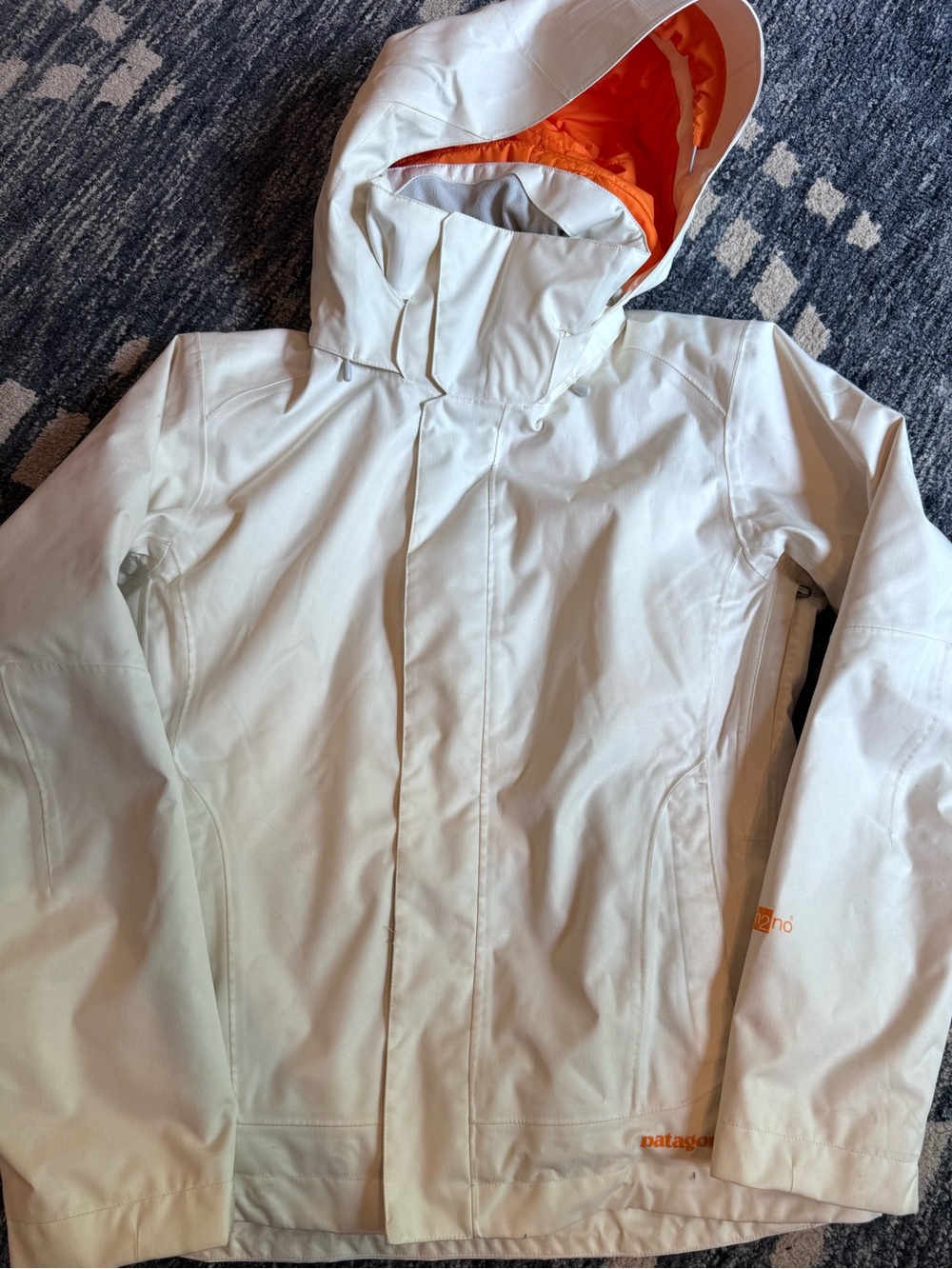 Patagonia Women’s Small H2No Insulated Ski Snowboard Jacket White Orange